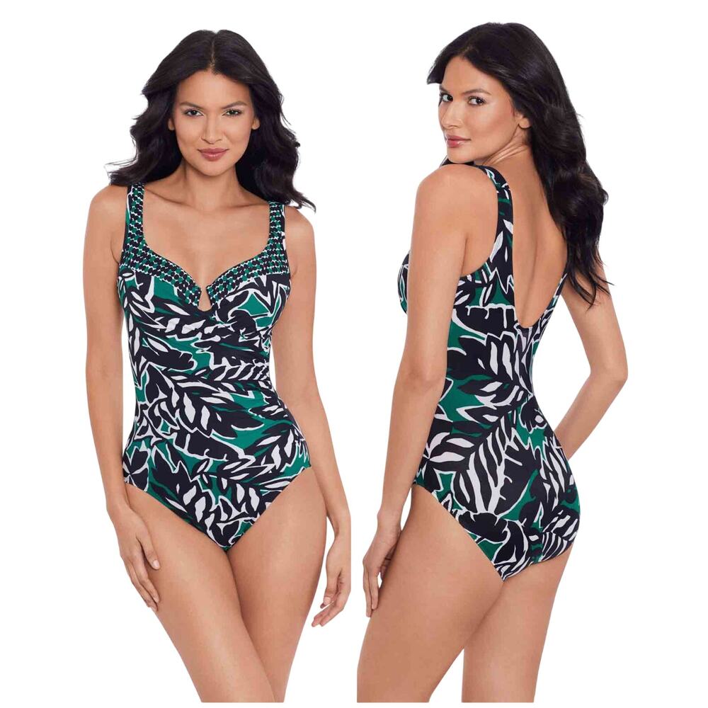 Miraclesuit NWT Escape One Piece Palm Verde Swimsuit Size 8 Underwire Bra Green